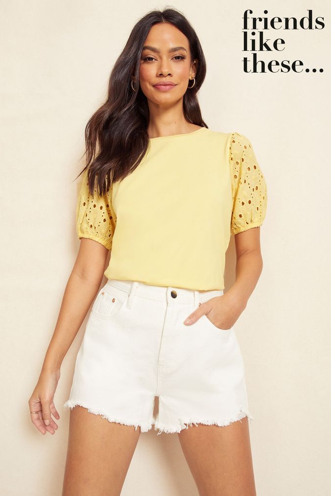 Yellow broderie top online