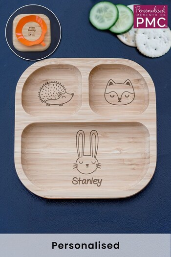 Personalised Woodland Bamboo Suction Plate by PMC (Q33236) | £25