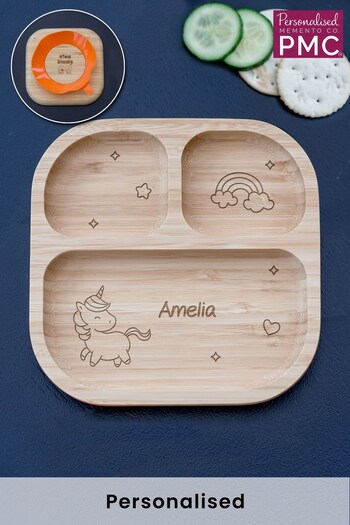 Personalised Unicorn Bamboo Suction Plate by PMC (Q33237) | £25