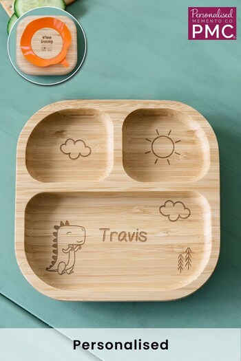 Personalised Dinosaur Bamboo Suction Plate by PMC (Q33238) | £25