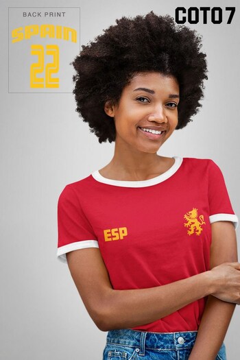 Coto7 Red Spain World Cup 2022 Women's Retro Ringer T-Shirt (Q33267) | £18