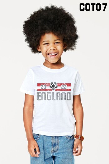 Coto7 White England Vintage Design Kids T-Shirt (Q33304) | £16