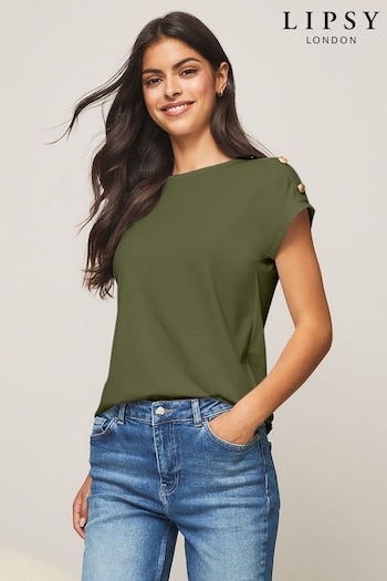 Lipsy Khaki Green Round Neck T-Shirt (Q33325) | £19