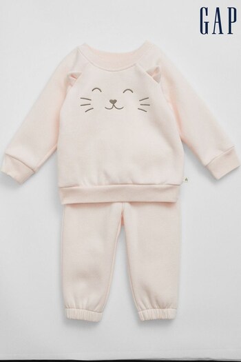 Gap Pink Cat Two-Piece Jogger Outfit Set (Q33573) | £25