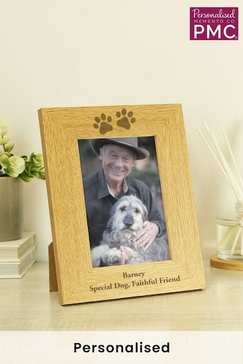 Personalised Paw Print 6x4 Wooden Photo Frame by PMC (Q33579) | £12