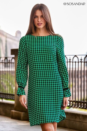 Sosandar Green Fluted Cuff Shift Dress (Q33795) | £74