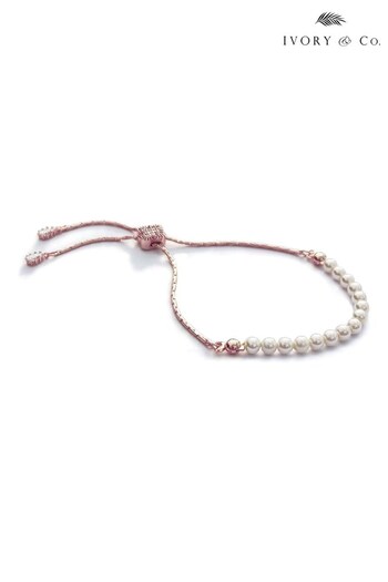 Ivory & Co Rose Gold Carlilse Dainty Toggle Pearl Bracelet (Q33874) | £40