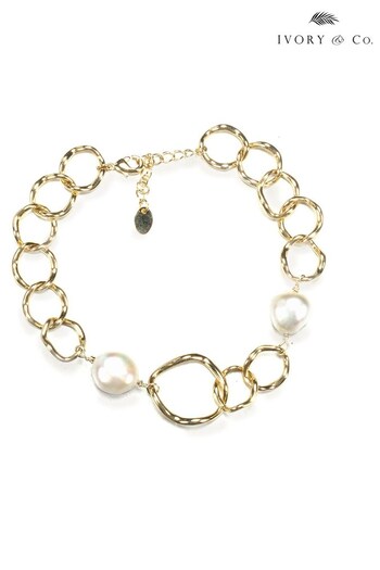 Ivory & Co Gold Caprice Designer Baroque Pearl Bracelet (Q33883) | £45