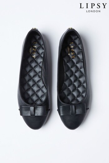 Lipsy Black Flat Quilted Bow Loafer (Q33937) | £23