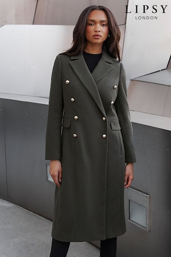 Lipsy Grey Double Breasted Longline Trench City Coat (Q34010) | £92