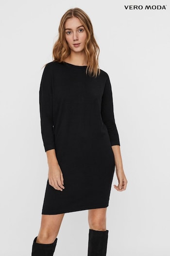 VERO MODA Black 3/4 Sleeve Knitted tulle Dress (Q34039) | £38