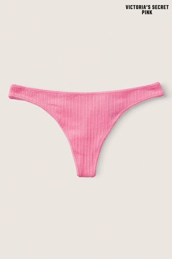 Victoria's Secret PINK Dreamy Pink Pointelle Cotton Thong Knickers (Q34154) | £9