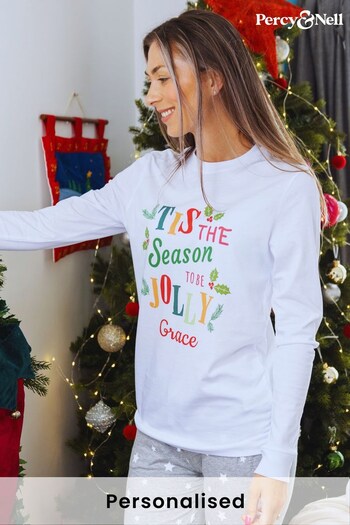 Tis The Season Personalised Pyjama set for Ladies by Percy & Nell (Q34227) | £36