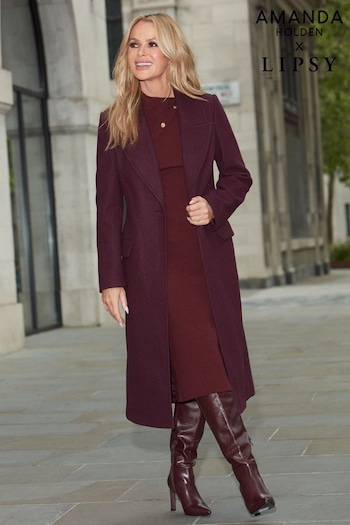 Lipsy Berry Red Single Button Long Tailored Coat (Q34235) | £90