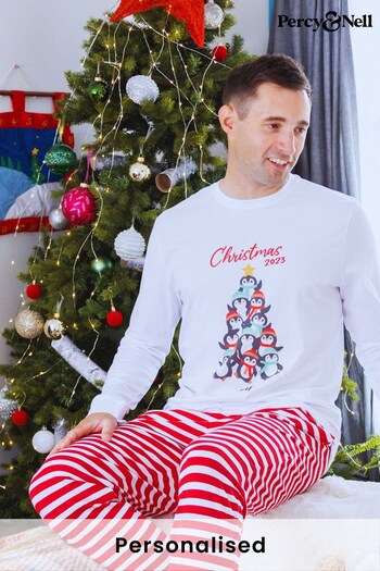 Personalised Penguins Pyjama Set for Men by Percy & Nell (Q34244) | £36