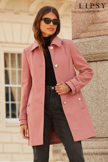 Lipsy Pink Petite Princess Military A Line Coat (Q34246) | £72