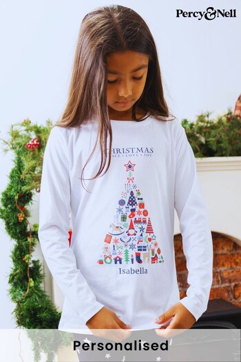 Personalised Peace Love Joy Pyjama set for Kids by Percy & Nell (Q34274) | £28