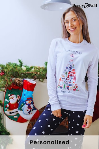 Personalised Peace Love Joy Pyjama set for Ladies by Percy & Nell (Q34367) | £36