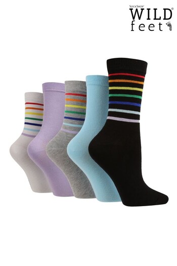 Wildfeet Black Rainbow Stripe Bamboo Socks (Q34397) | £18