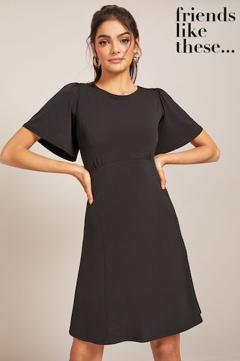 Friends Like These Black Mix Match Printed Angel Sleeve Mini Dress (Q34477) | £32