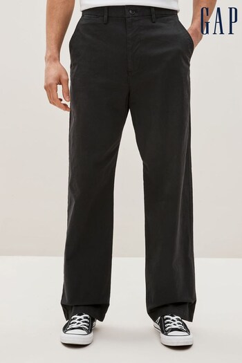 Gap Black Essential Chino Trousers Loose Taper Fit (Q34537) | £40