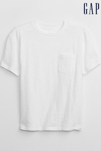 Gap White Pocket Short Sleeve Crew Neck T-Shirt (4-13yrs) (Q34562) | £8