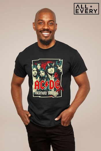 All + Every Black ACDC Highway To Hell Sketch Men's Music T-Shirt (Q34711) | £24