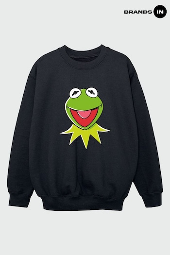 Brands In BLACK Disney Muppets Kermit Head Boys Black Sweatshirt (Q34717) | £25