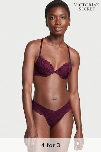 Victoria's Secret Burgundy Purple Thong Lace Knickers (Q34780) | £9