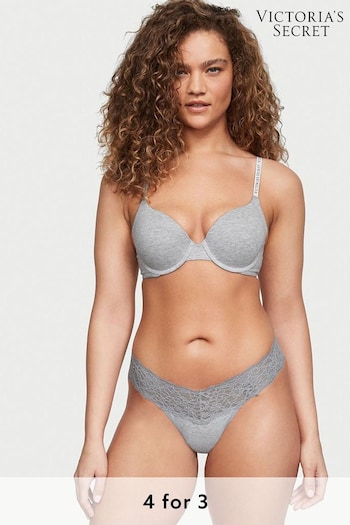 Victoria's Secret Medium Heather Grey Lace Waist Thong Knickers (Q34782) | £9