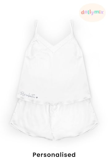 Personalised Satin Cami Short PJ's by Dollymix (Q34832) | £32