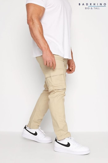 BadRhino Big & Tall Cream Stretch Cargo jeans Trousers (Q34850) | £33
