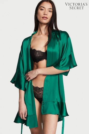 Victoria's Secret Spruce Green Flounce Satin Robe (Q35052) | £59