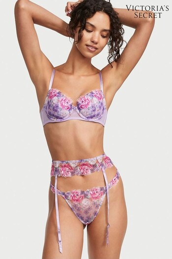 Victoria's Secret Jasmine Purple Embroidered Suspenders (Q35135) | £45