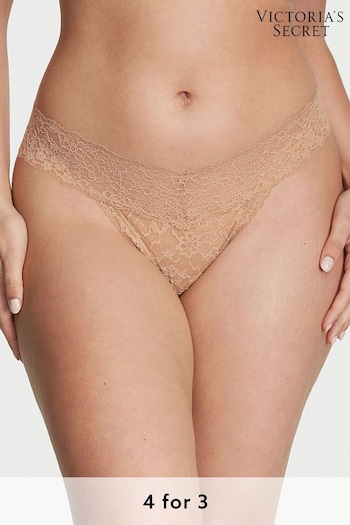 Victoria's Secret Sweet Praline Nude Thong Lace Knickers (Q35141) | £9