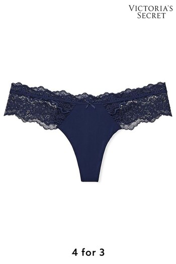 Victoria's Secret Ensign Navy Blue Lace Up Thong Knickers (Q35142) | £14