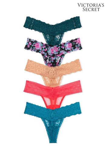 Victoria's Secret Blue/Nude/Green/Pink Thong Lace Knickers Multipack (Q35156) | £25