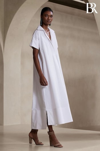 Banana Republic White Rhyah Poplin Maxi Dress (Q35223) | £160
