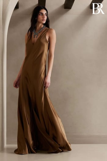 Banana Republic Beige Eterno Silk Maxi Dress (Q35232) | £270