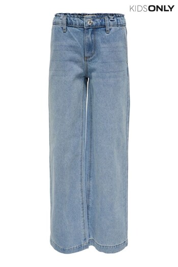 ONLY KIDS Light Blue Wide Leg Jeans With Adjustable Waist (Q35267) | £18