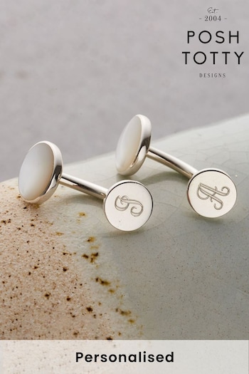 Personalised Mother Of Pearl Cufflinks by Posh Totty (Q35418) | £85