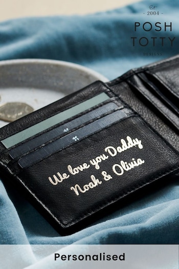 Personalised Message Leather Popper Wallet by Posh Totty (Q35421) | £25