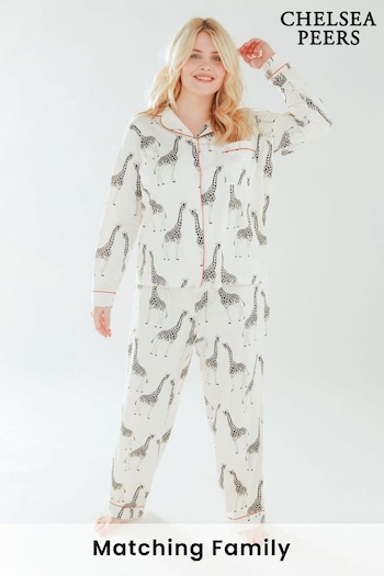 Chelsea Peers Cream Curve Organic Cotton Button Up Long Pyjama Set - Women's (Q35501) | £48