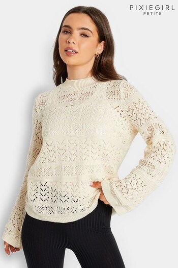 PixieGirl Petite White Crochet Top (Q35533) | £29