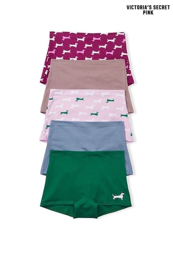Victoria's Secret PINK Brown/Pink/Green/Blue Short Knickers Multipack (Q35622) | £25