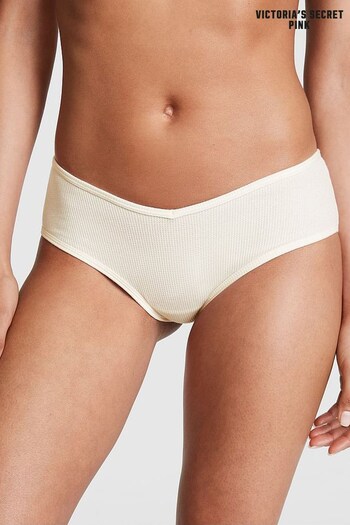 Victoria's Secret PINK Creamer White Waffle Cotton Cheekster Knickers (Q35636) | £9