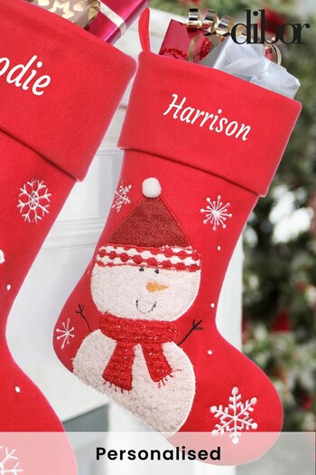 Personalised Red Snowman Character Stocking by Dibor (Q35675) | £19