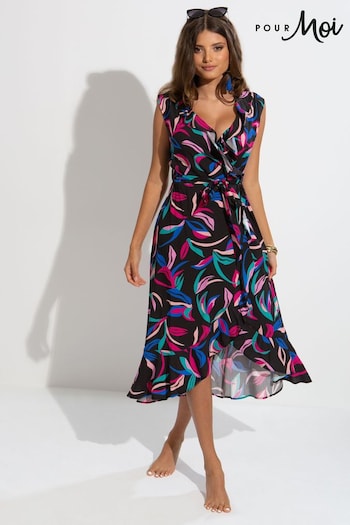 Pour Moi Black Midaxi Wrap Beach Dress (Q35772) | £42