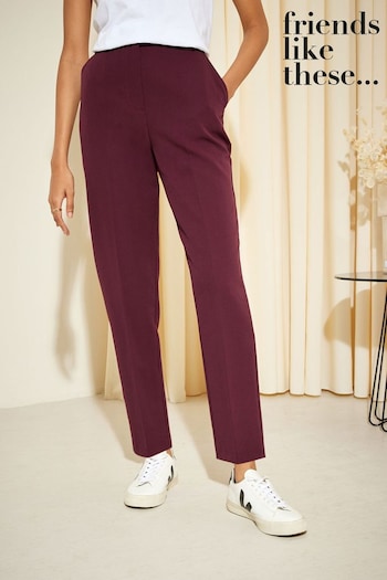 Friends Like These Burgundy Red Petite Tailored Ankle Grazer Trousers (Q35803) | £27