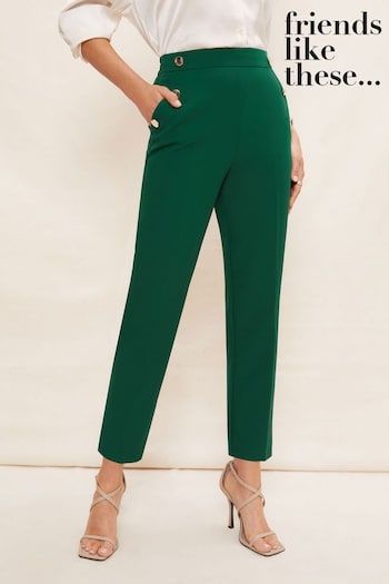 Friends Like These Green Button Waist Tailored Tapered ben Trousers (Q35805) | £35